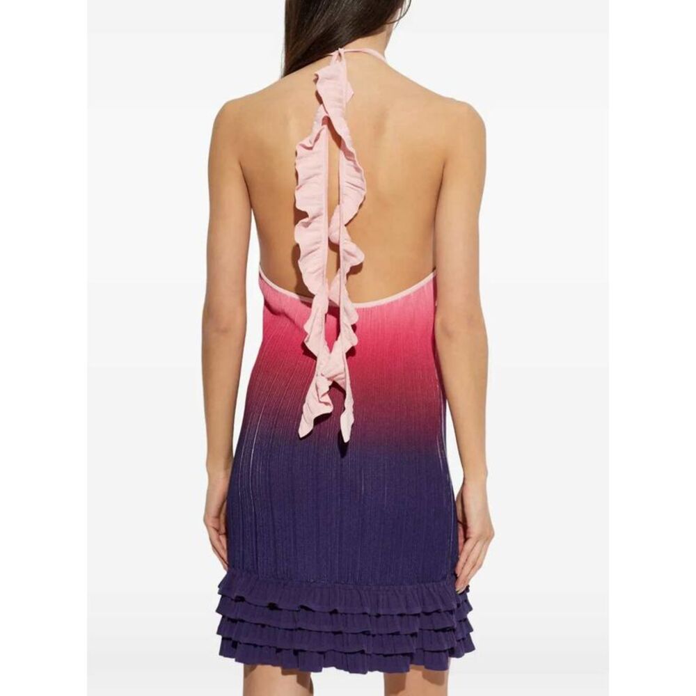 Casablanca Women High-Neck Mini Dress With Ruffles - Picture 4 of 5